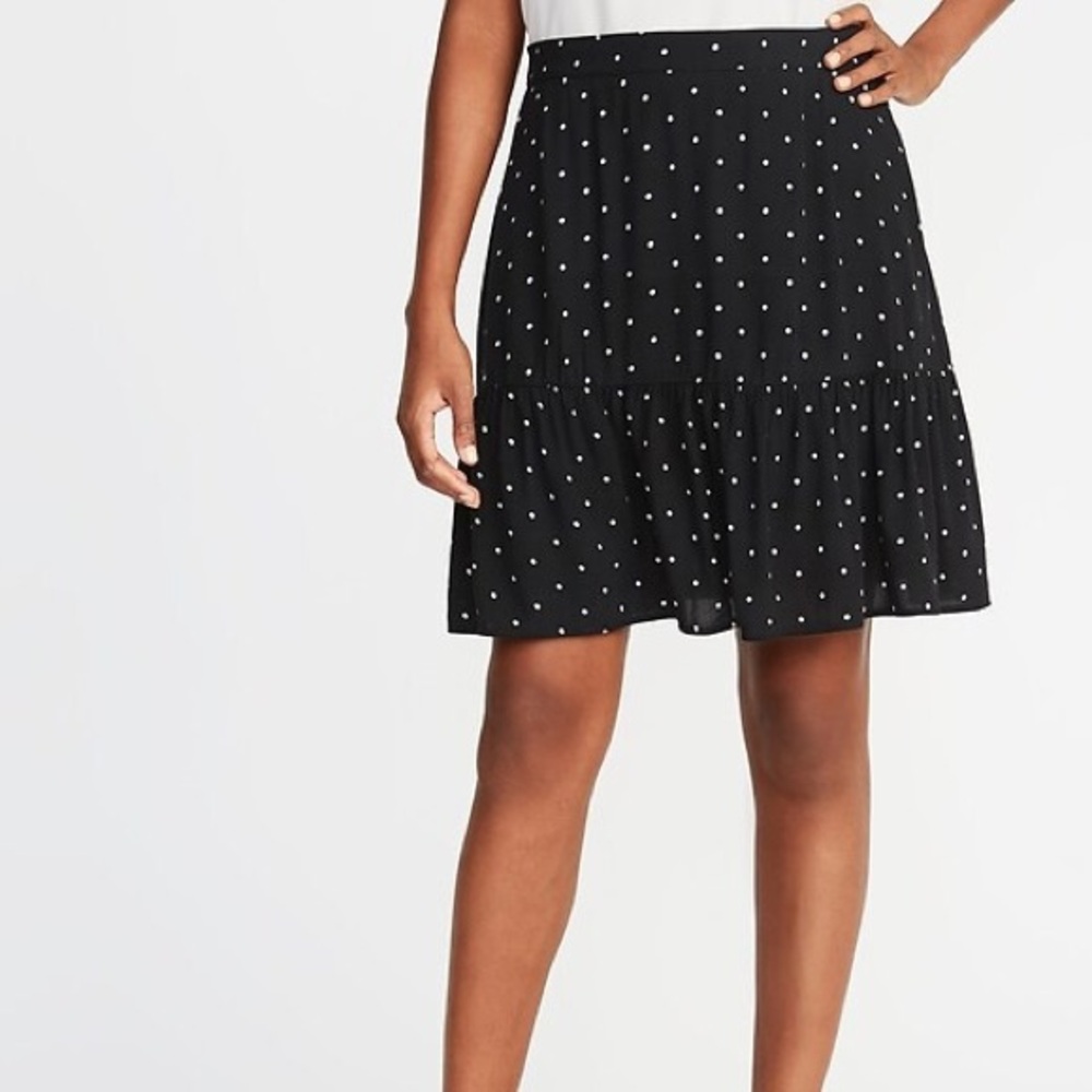 Polka Dot Mini‎ Skirt Old Navy Black Whimsigoth Casual Elastic Waist Large